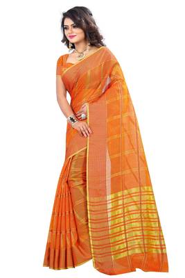 Orange Woven Art Silk Saree With Blouse 3