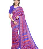 Light red printed crepe saree with blouse