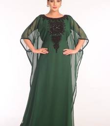 Green Georgette Embroidered Stitched Islamic Kaftans