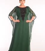 Green Georgette Embroidered Stitched Islamic Kaftans
