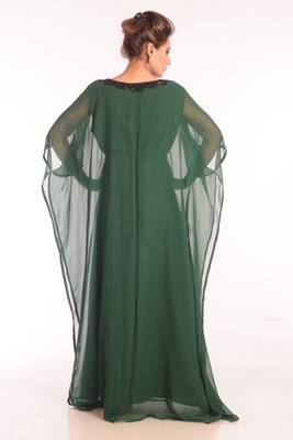 Green Georgette Embroidered Stitched Islamic Kaftans 4