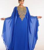 Blue Georgette Embroidered Stitched Islamic Kaftans