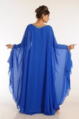 Blue Georgette Embroidered Stitched Islamic Kaftans 2