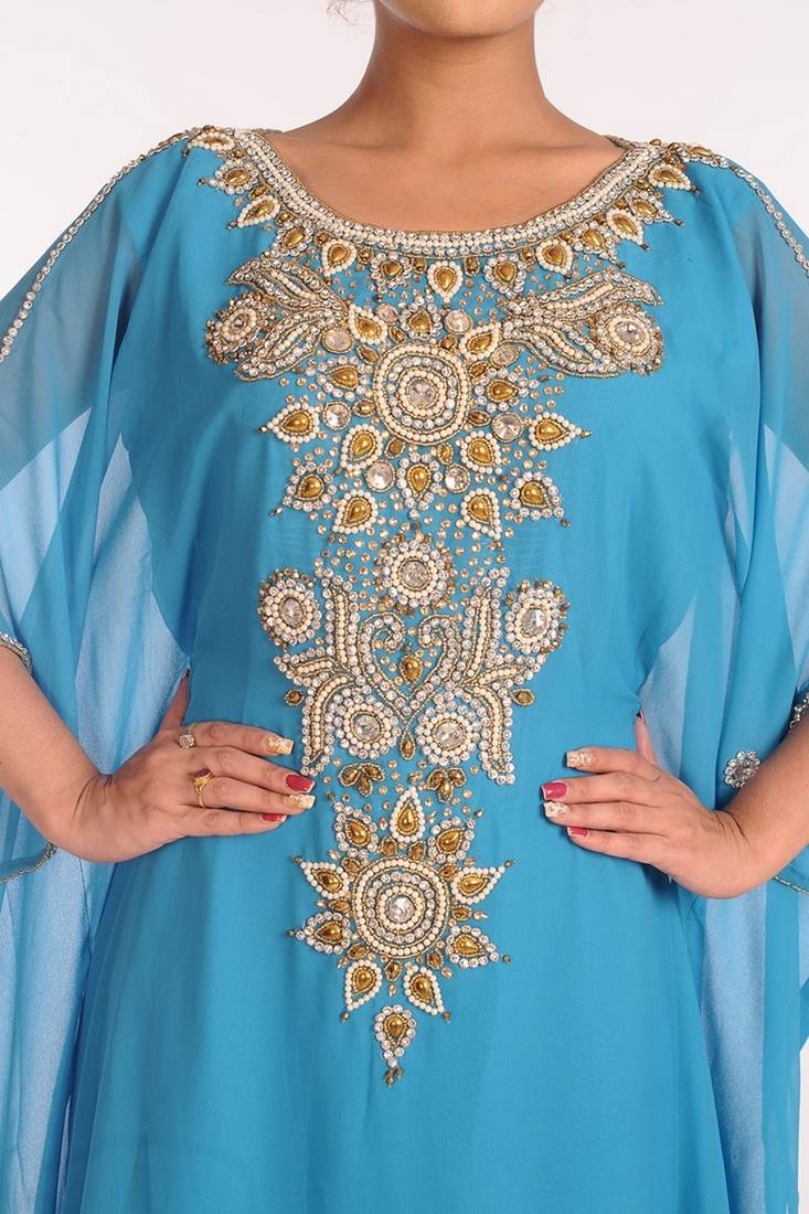 Firozy Georgette Embroidered Stitched Islamic Kaftans