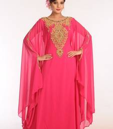 Pink Georgette Embroidered Stitched Islamic Kaftans