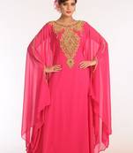 Pink Georgette Embroidered Stitched Islamic Kaftans