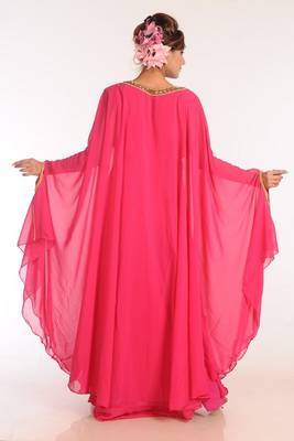 Pink Georgette Embroidered Stitched Islamic Kaftans 2