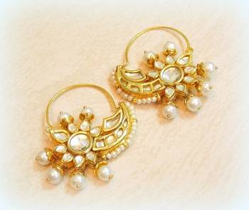 Kundan pearl golden stud Bali earring 1