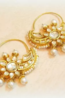 Kundan pearl golden stud Bali earring