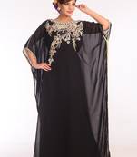 Black Georgette Embroidered Stitched Islamic Kaftans