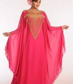 Pink Georgette Embroidered Stitched Islamic Kaftans