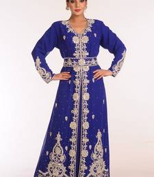 Royal Blue Georgette Embroidered Stitched Islamic Kaftans