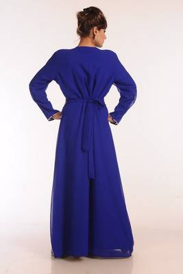 Royal Blue Georgette Embroidered Stitched Islamic Kaftans 5