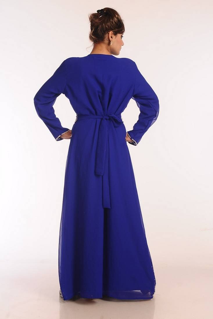 Royal Blue Georgette Embroidered Stitched Islamic Kaftans