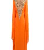 Orange Georgette Embroidered Farasha