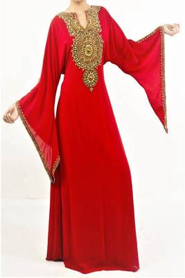 Red Georgette Embroidered Farasha 1