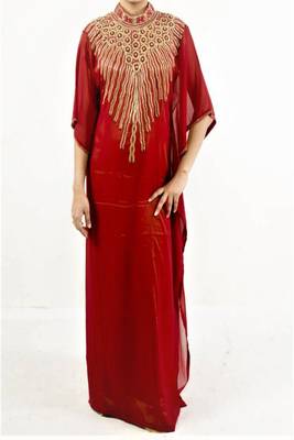 Red Georgette Embroidered Farasha 1