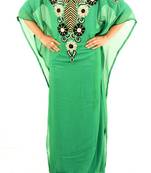 Green Georgette Embroidered Farasha