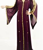Wine Georgette Embroidered Islamic Kaftans