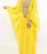 Yellow Georgette Embroidered Farasha