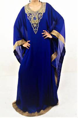 Blue Georgette Embroidered Farasha 1