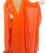 Orange Georgette Embroidered Farasha