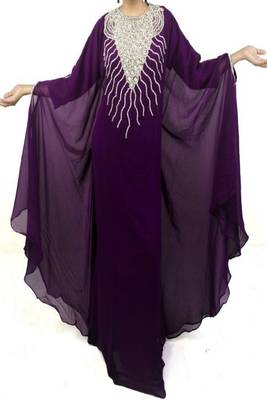 Purple Georgette Embroidered Farasha 1