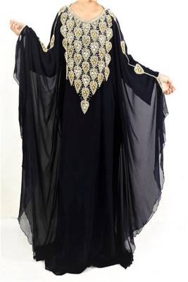 Black Georgette Embroidered Farasha 1