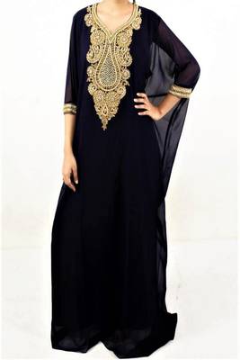 Black Georgette Embroidered Farasha 1
