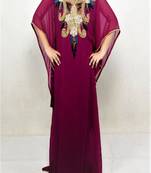 Wine Georgette Embroidered Farasha