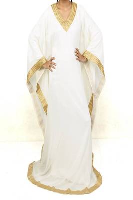 White Georgette Embroidered Farasha 1