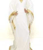 White Georgette Embroidered Farasha