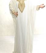 White Georgette Embroidered Farasha