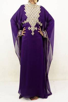Purple Georgette Embroidered Farasha 1