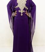 Purple Georgette Embroidered Farasha