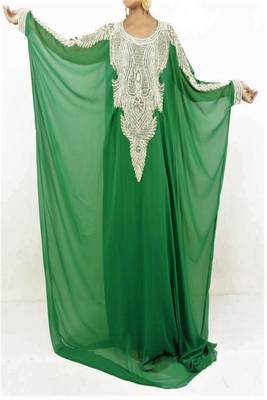 Green Georgette Embroidered Farasha 1