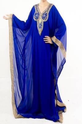 Blue Georgette Embroidered Farasha 1