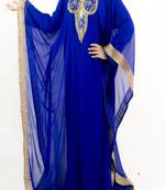 Blue Georgette Embroidered Farasha