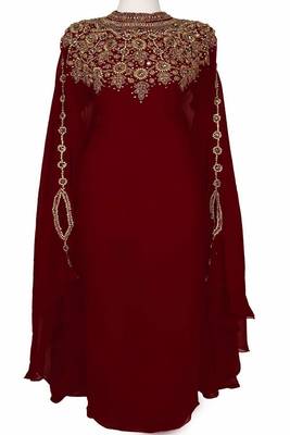 Maroon Georgette Embroidered Farasha 1