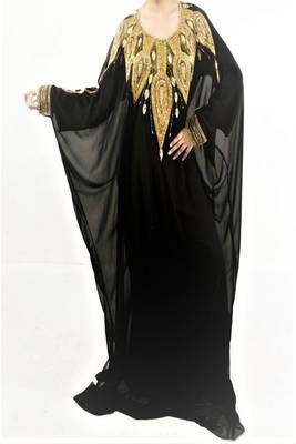 Black Georgette Embroidered Farasha 1