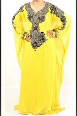 Yellow Georgette Embroidered Farasha 1