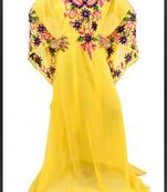 Yellow Georgette Embroidered Farasha