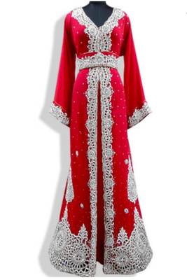 Red Georgette Embroidered Islamic Kaftans 1