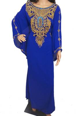 Blue Georgette Embroidered Farasha 1