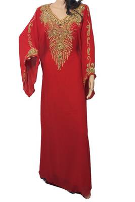 Red Georgette Embroidered Farasha 1