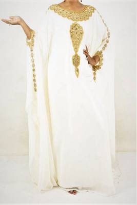 White Georgette Embroidered Farasha 1