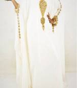 White Georgette Embroidered Farasha