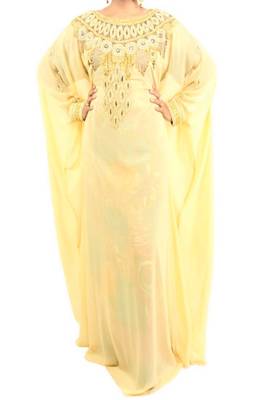 Beige Georgette Embroidered Farasha 1