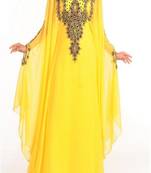 Yellow Georgette Embroidered Farasha