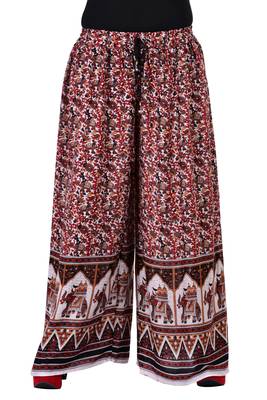 Red Jaipuri Printed Cotton Palazzo 1